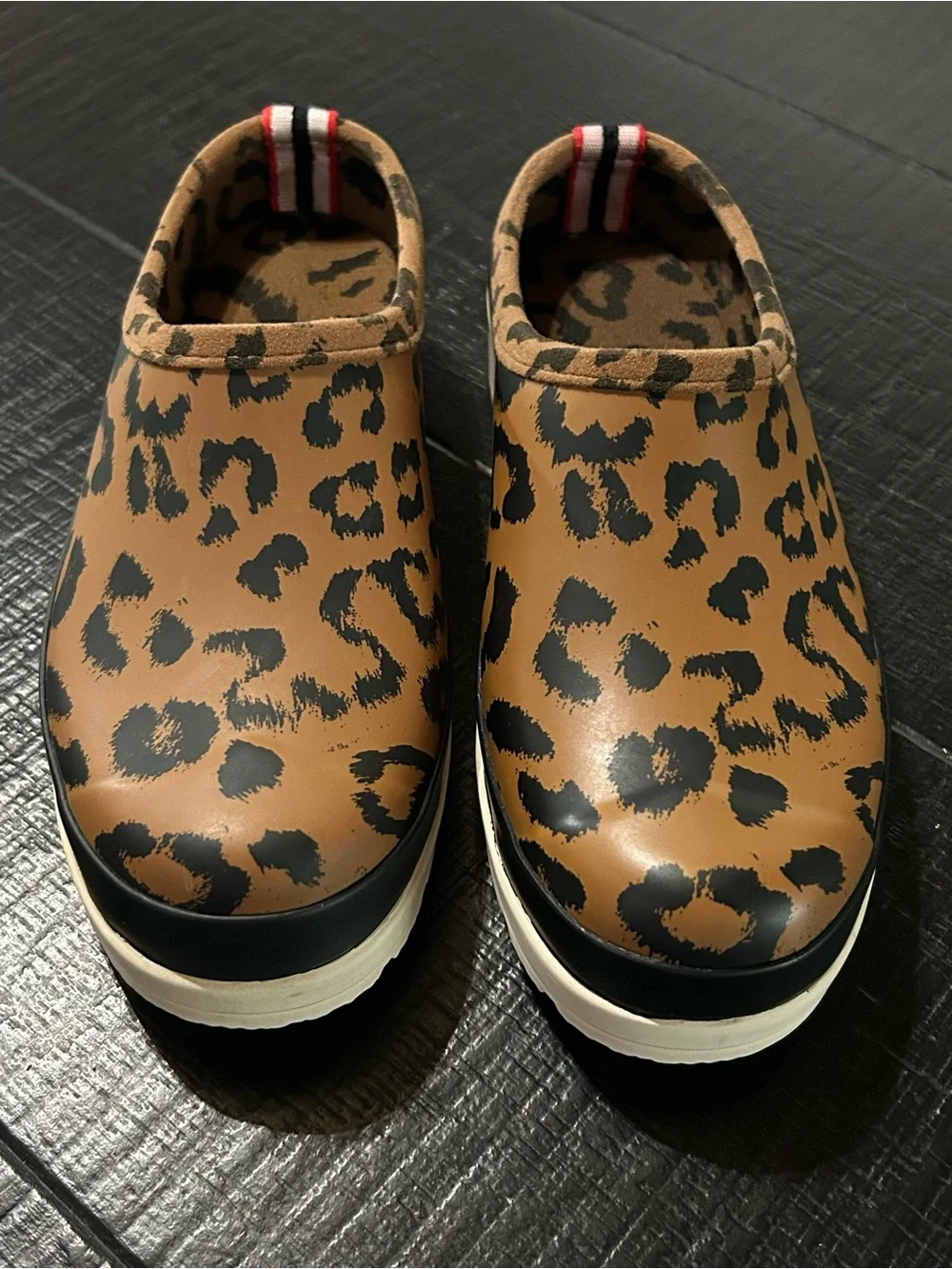 Hunter Play Clog Leopard Print Waterproof Slip-On Rain Garden Shoes